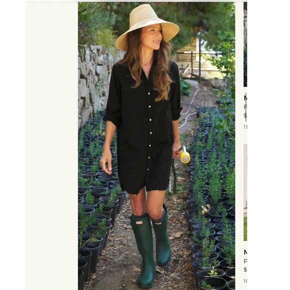 Frank & Eileen Mary Classic Shirtdress Black Famous Denim Size XL Mini Length - Picture 3 of 14